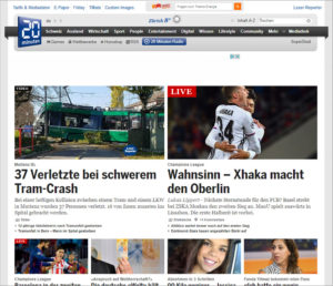 Screenshot www.20min.ch - Homepage Sliderbereich