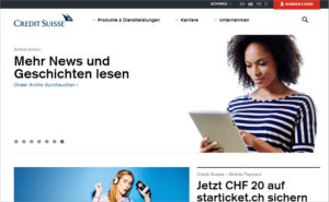 Screenshot www.credit-suisse.com/ch/de.html - Homepage Sliderbereich