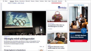 Screenshot www.nzz.ch - Homepage Sliderbereich