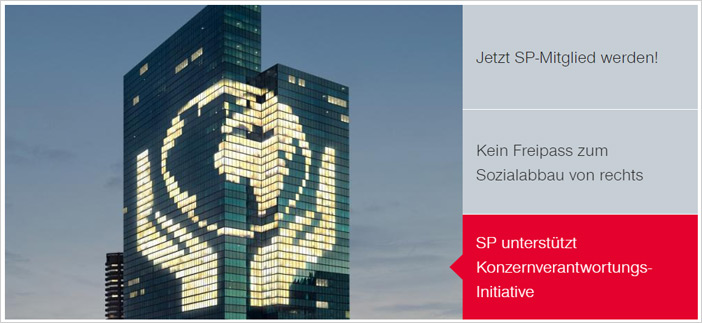 Bildschirmausschnitt SP Schweiz - Slider