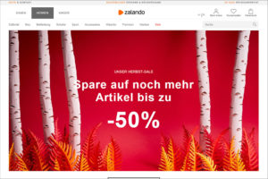 Screenshot www.zalando.ch - Homepage Sliderbereich